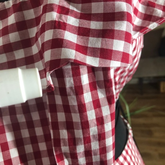 Lovers and Friends Gingham Red Mini Dress One Shoulder M - Picture 13 of 16